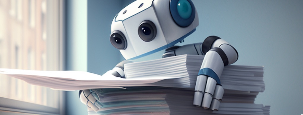 robot looking at documents